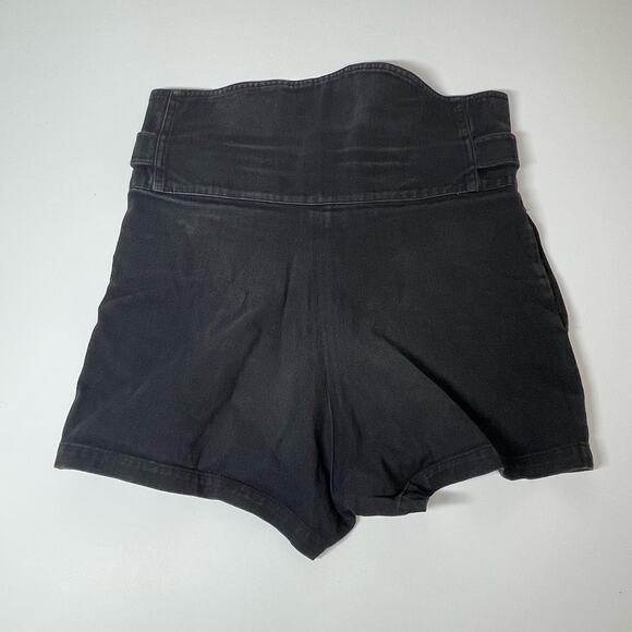 Oak Denim Paperbag Jean Shorts Women's Size Small Black High Rise Belted Casual - Picture 2 of 7